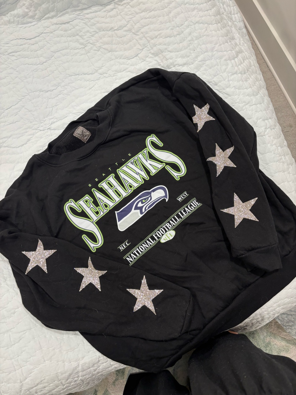 Black Seattle Seahawks Sweatshirt with Silver Star